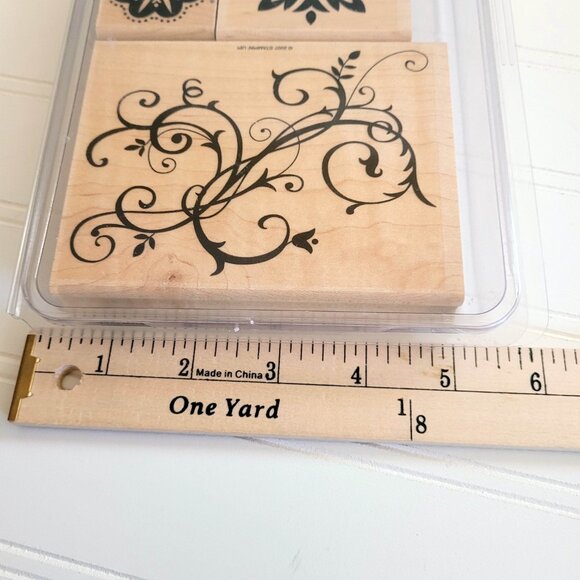 Stampin Up Baroque Motifs Wood Mount Rubber Stamp Set, Flourish, Medallions - Picture 4 of 6
